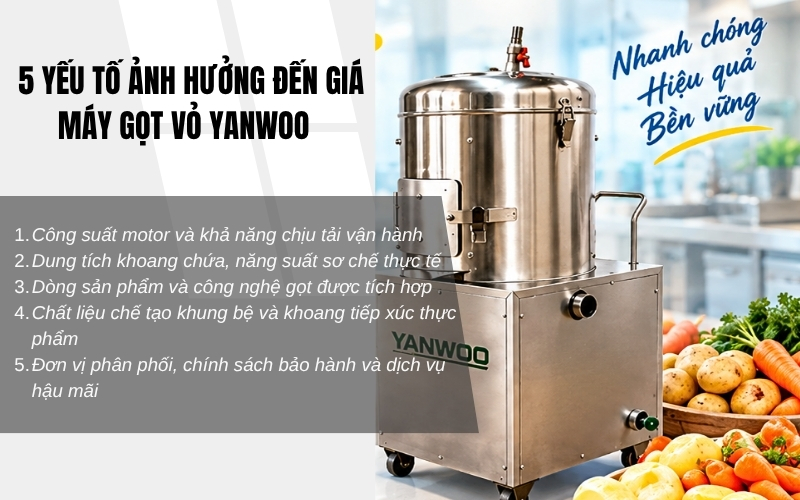 5 yếu tố ảnh hưởng đến giá máy gọt vỏ Yanwoo 