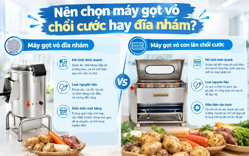Nên chọn máy gọt vỏ chổi cước hay đĩa nhám