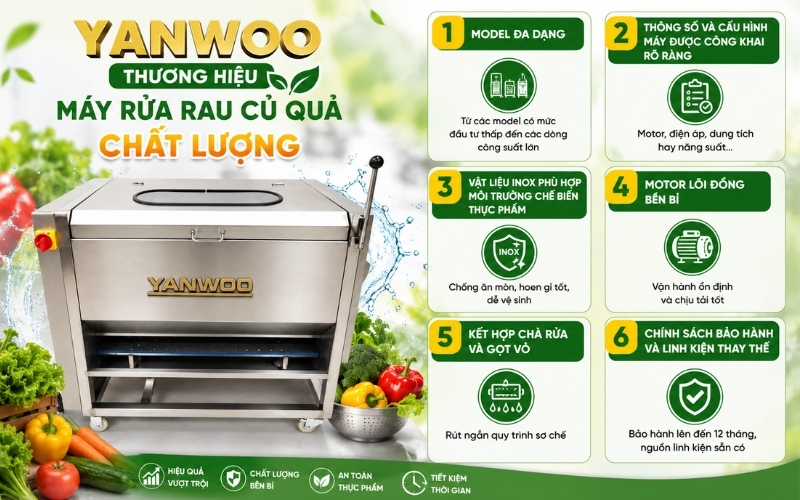 Thương hiệu máy rửa rau củ quả chất lượng hiện nay