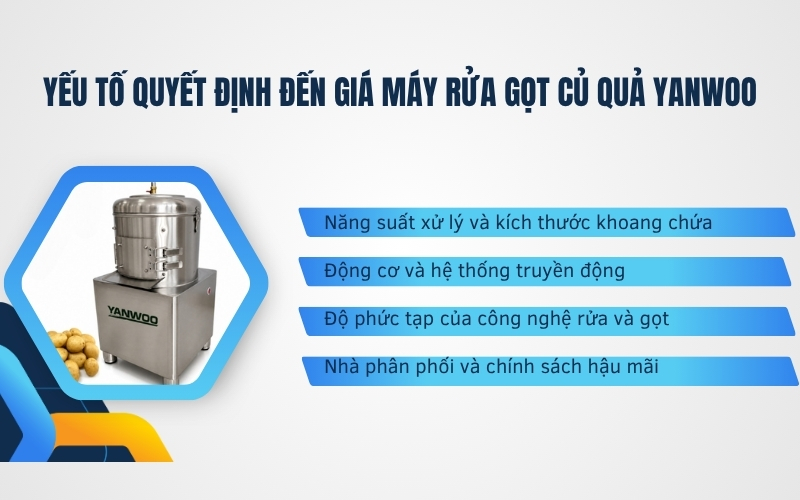Yếu tố quyết định đến giá máy rửa gọt củ quả Yanwoo