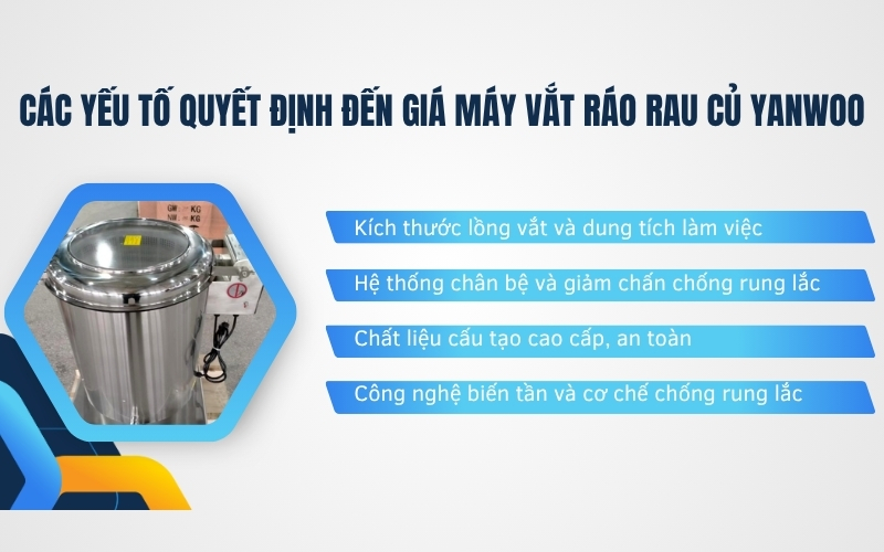 Các yếu tố quyết định đến giá máy vắt ráo rau củ Yanwoo