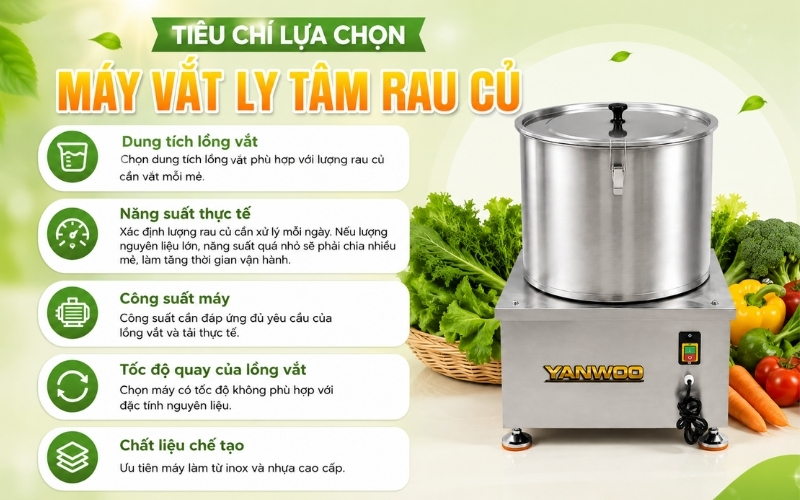 Tiêu chí lựa chọn máy vắt ly tâm rau củ