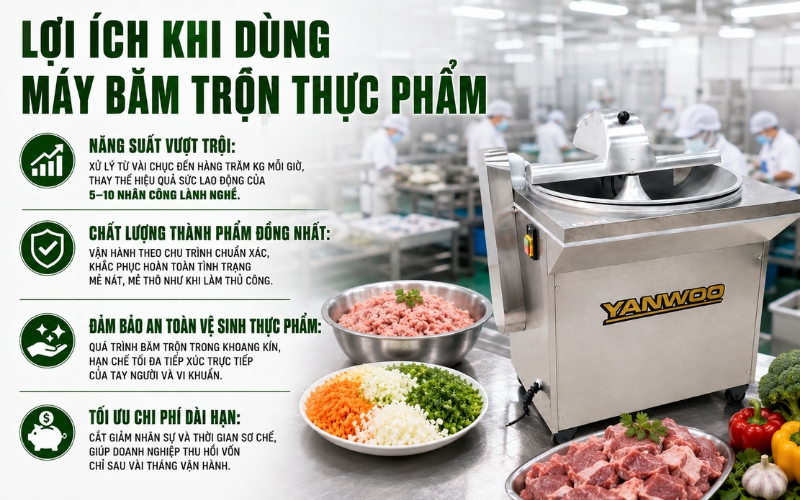 Lợi ích khi dùng máy băm trộn cho thực phẩm