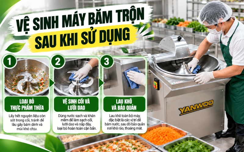 Vệ sinh và bảo quản máy băm trộn sau khi sử dụng