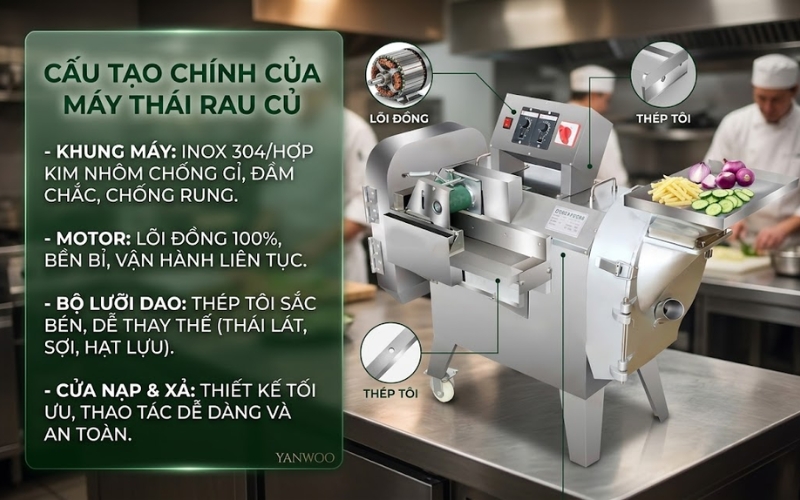 Cấu tạo chi tiết của máy thái rau củ