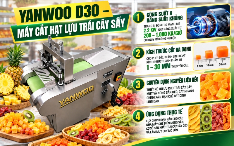 Máy cắt hạt lựu trái cây sấy Yanwoo D30